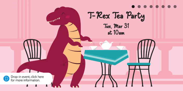 Helen Plum Library's T-Rex Tea Party Slide
